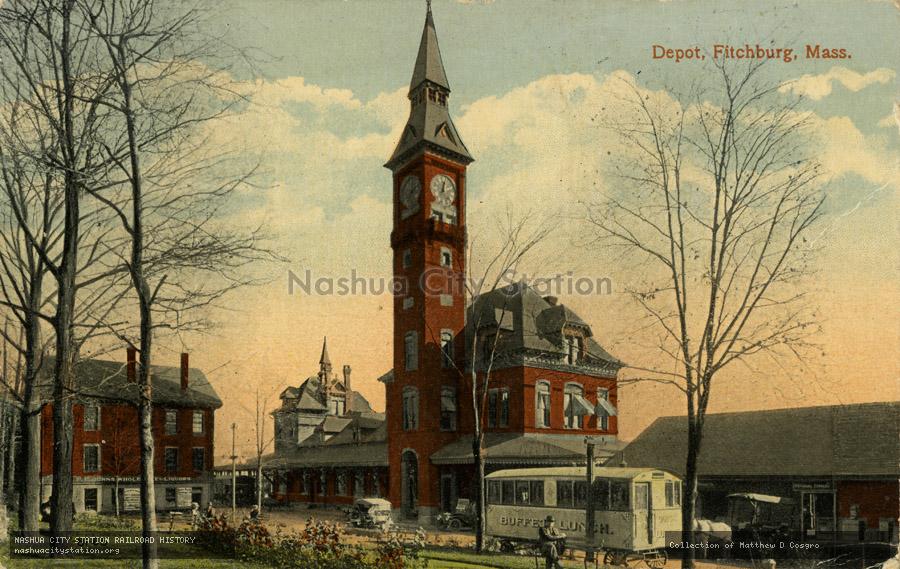 Postcard: Depot, Fitchburg, Massachusetts